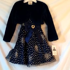 NWT Girl's size 8 beautiful navy & gold Rare Editions holiday special ✨💫